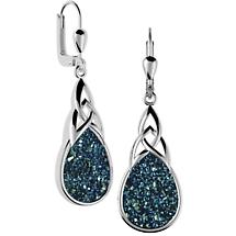 Celtic Earrings - Sterling Silver Celtic Knot Drusy Drop Earrings Blue Product Image