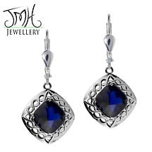 Alternate image for Irish Earrings - Sterling Silver Blue Quartz Cable Celtic Weave Earrings