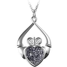 Alternate image for Irish Necklace - Claddagh Black  Drusy Pendant