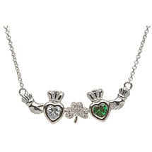 Alternate image for Sterling Silver Mother's Family Necklace - Shamrock