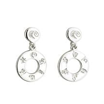 Irish Earrings - Sterling Silver History of Ireland Circle Earrings Product Image