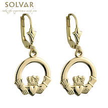 14k Yellow Gold Claddagh Drop Earrings Product Image