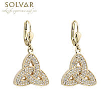Alternate image for Irish Earrings - 18k Gold Plated Trinity Knot Earrings with Crystals