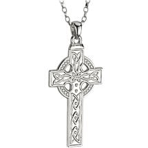Celtic Pendant - Men's 14k White Gold Heavy Celtic Cross Pendant with Chain Product Image