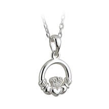 Claddagh Necklace - Kids Sterling Silver Irish Claddagh Pendant Product Image