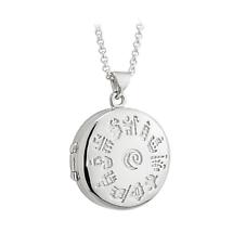 Irish Necklace - Sterling Silver History of Ireland Round Locket Pendant Product Image