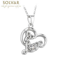 SALE - Irish Necklace - Irish Love Heart Crystal Rhodium Pendant Product Image