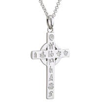 Irish Necklace - Sterling Silver History of Ireland Small Cross Pendant Product Image