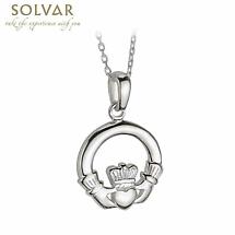 Irish Necklace - Sterling Silver Classic Claddagh Pendant with Chain Product Image