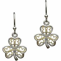 Alternate image for Shamrock Earrings - Sterling Silver Filigree Shamrock Earrings