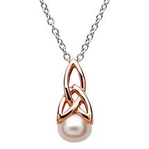 Alternate image for Celtic Pendant - Sterling Silver Celtic Pearl Rose Gold Plated Pendant