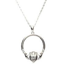 Alternate image for SALE - Irish Necklace - Sterling Silver Birthstone Claddagh Pendant