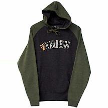 Irish Sweatshirt - Charcoal and Green Irish with Harp Embroidered Hooded Sweatshirt Product Image