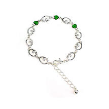 Irish Bracelet - Green Crystal Set Claddagh Ankle Bracelet Product Image