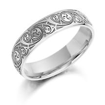 Alternate image for Celtic Wedding Ring - Ladies Gold Celtic Spiral Triskel Irish Wedding Band
