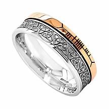 Alternate image for Celtic Ring - 10k Yellow Gold and Sterling Silver Comfort Fit 'Faith' Trinity Knot Irish Band