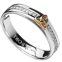 Alternate image for Irish Ring - 10k Trinity Knot CZ Narrow Band Irish Wedding Ring