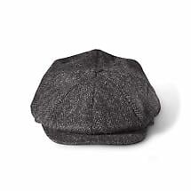 Irish Hat | Grey Herringbone Wool Donegal Tweed 8 Panel Cap Product Image