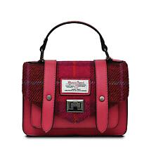 Celtic Tweed Handbag | Fuchsia Tartan Harris Tweed Mini Satchel Product Image