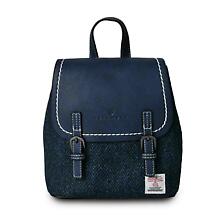 Celtic Tweed Bag | Navy Herringbone Harris Tweed Backpack Product Image