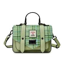 Celtic Tweed Handbag | Mint Check Harris Tweed Mini Satchel Product Image