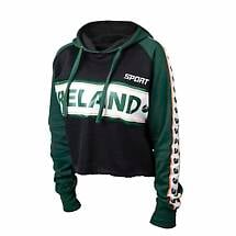 Alternate image for Irish Sweatshirt | Ladies Green & Black Ireland Sport Cropped Hooded Sweatshirt