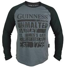 Irish T-Shirts | Guinness Black & Grey Baseball Tee Product Image