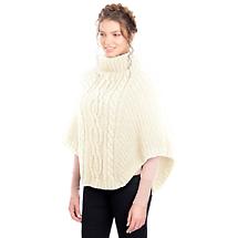 Alternate image for Irish Shawl | Merino Wool Aran Cable Stitch Ladies Poncho