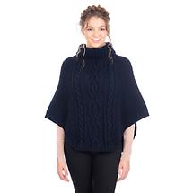 Alternate image for Irish Shawl | Merino Wool Aran Cable Stitch Ladies Poncho