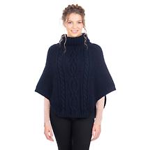 Alternate image for Irish Shawl | Merino Wool Aran Cable Stitch Ladies Poncho