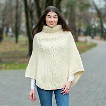 Alternate image for Irish Shawl | Merino Wool Aran Cable Stitch Ladies Poncho