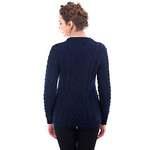Alternate image for Irish Sweater | Aran Cable Knit Merino Wool Crew Ladies Sweater