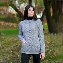 Alternate image for Irish Sweater | Aran Cable Knit Merino Wool Crew Ladies Sweater