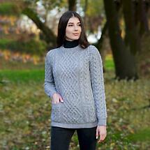 Alternate image for SALE | Irish Sweater | Aran Cable Knit Merino Wool Crew Ladies Sweater