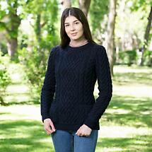 Alternate image for SALE | Irish Sweater | Aran Cable Knit Merino Wool Crew Ladies Sweater