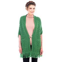 Irish Shawl | Ladies Merino Wool Aran Knit Shawl with Pockets Product Image