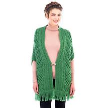 Alternate image for Irish Shawl | Ladies Merino Wool Aran Knit Shawl with Pockets