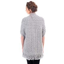 Alternate image for Irish Shawl | Ladies Merino Wool Aran Knit Shawl with Pockets