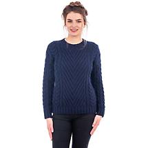 Irish Sweater | Merino Wool Ribbed Cable Ladies Sweater Product Image