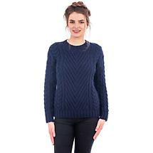 Irish Sweater | Merino Wool Ribbed Cable Ladies Sweater Product Image
