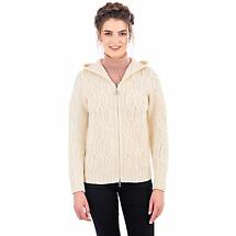 Irish Cardigan | Merino Wool Ladies Zipper Cardigan With Hood Product Image