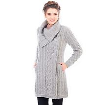 Alternate image for Irish Coat | Merino Wool Classic Aran Cable Knit Ladies Coat