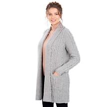 Alternate image for Irish Cardigan | Merino Wool Aran Knit Open Face Ladies Cardigan