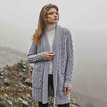 Alternate image for Irish Cardigan | Merino Wool Aran Knit Open Face Ladies Cardigan