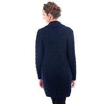 Alternate image for Irish Coat | Merino Wool Aran Knit Double Breasted Shawl Collar Ladies Coat