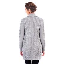 Alternate image for Irish Coat | Merino Wool Aran Knit Double Breasted Shawl Collar Ladies Coat