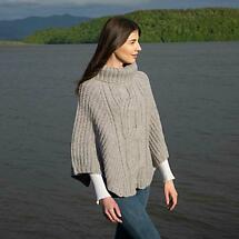 Alternate image for Irish Shawl | Merino Wool Cable Knit Cowlneck Ladies Poncho