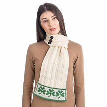 Irish Scarf | Merino Wool Shamrock Aran Knit Loop Ladies Scarf Product Image