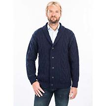 Alternate image for Irish Cardigan | Merino Wool Aran Cable Knit Shawl-Collar Mens Cardigan
