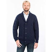 Alternate image for Irish Cardigan | Merino Wool Aran Cable Knit Shawl-Collar Mens Cardigan